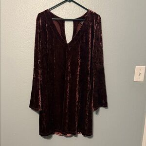 a.n.a Velvet Long Sleeve Dress in Deep Burgundy